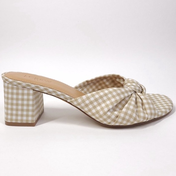 J. Crew Gingham Printed Knot Block Heel Sandals - Picture 2 of 2